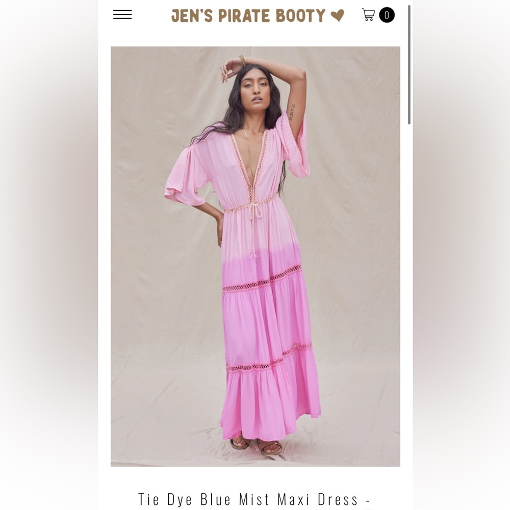 Jen's Pirate Booty Pink Ombre Maxi Dress with Crochet Details - Picture 3 of 4